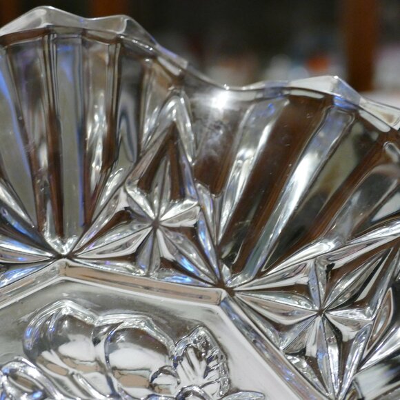 Vintage Federal Clear Glass Fruit Dish/Bowl - Pioneer Pattern w/ Ruffle Edge - Picture 13 of 15